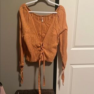 Women's Orange Tie-Front Top